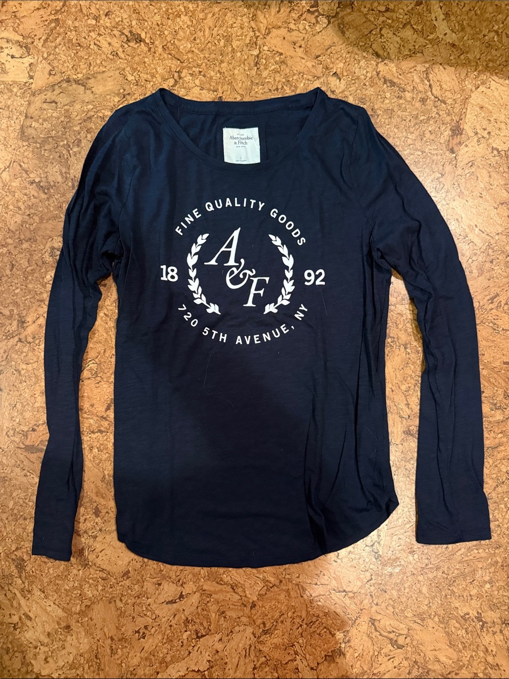 Abercrombie & Fitch Navy Long-Sleeve Logo Tee